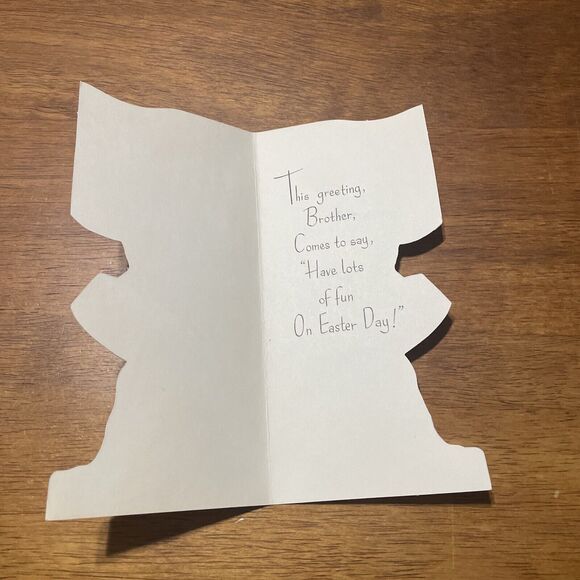 Vtg Rust Craft Easter Greeting Card Brother Mica Glitter Die Cut 1950s - Picture 6 of 10